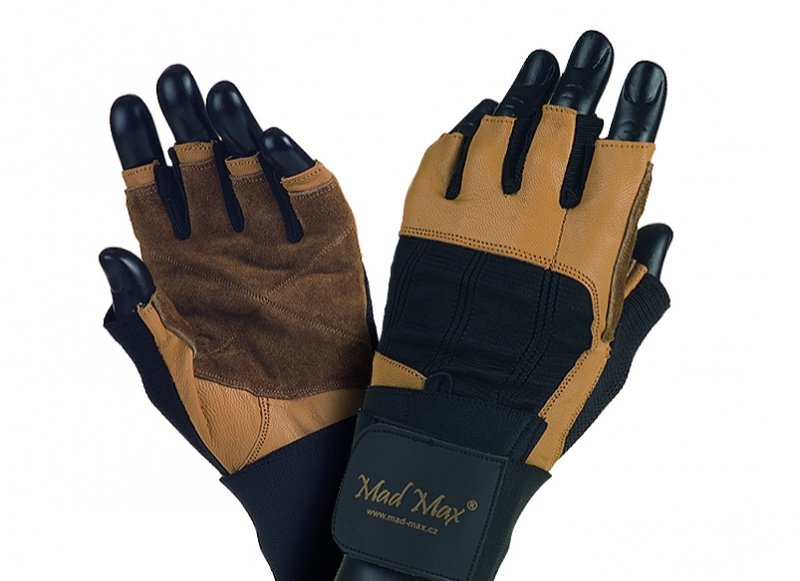 MADMAX PROFESSIONAL Gloves for fitness, Men's, Natural brown / black