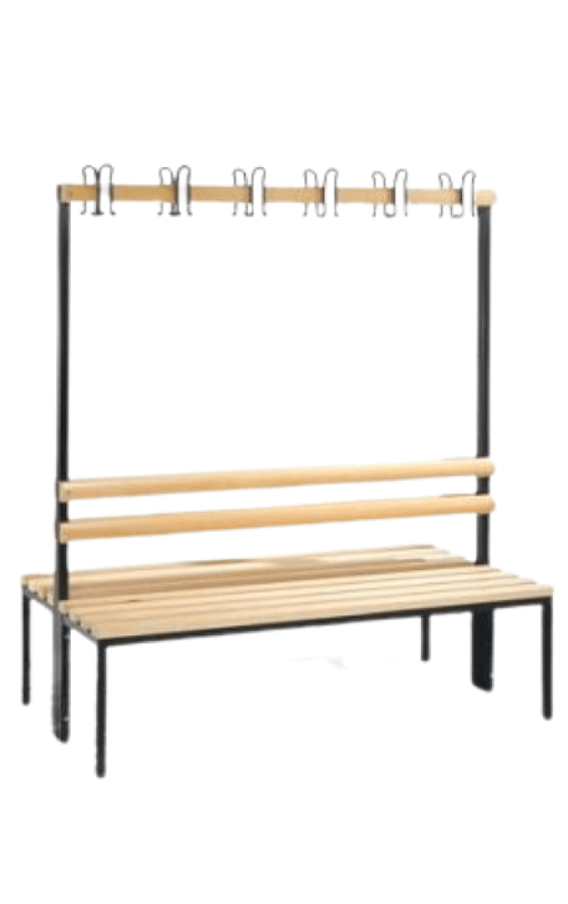 Double-sided bench with coat rack, width 1500 mm
